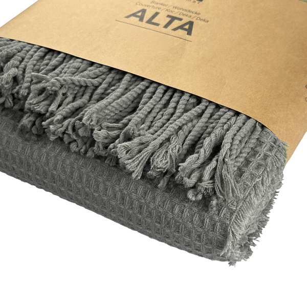 Jacquard Alta Takaró Rojtokkal Gofris Textúra Szürke 200x220 cm