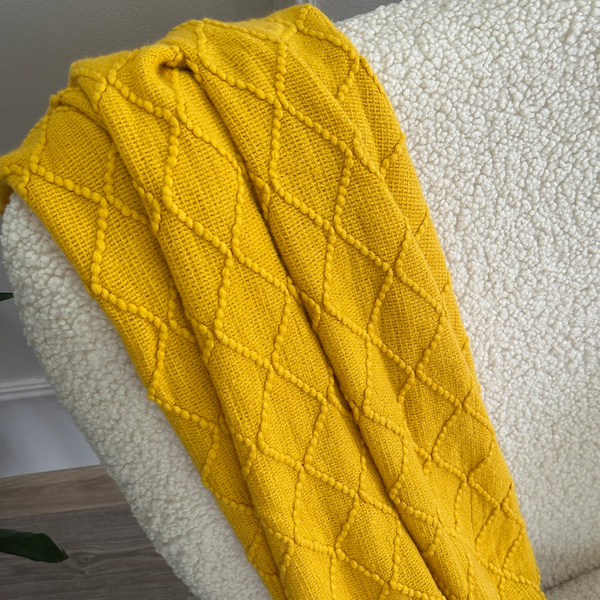 Jacquard Takaró Rojtokkal Neria Sárga 130x170 cm