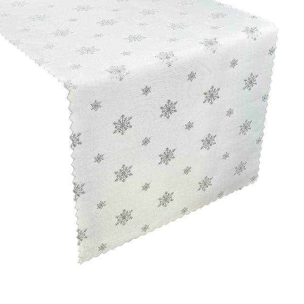 Dwustronne Bieżniki i Serwety Plamoodporne Śnieg Srebrny 1