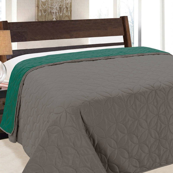 Kétoldalas ágytakaró Vigo II Emerald Graphit 006- Párnahuzat Nélkül 220x240