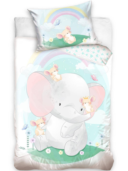 Gyermekágyak 100x135+40x60 Kis Elefántkék Pink BABY214009