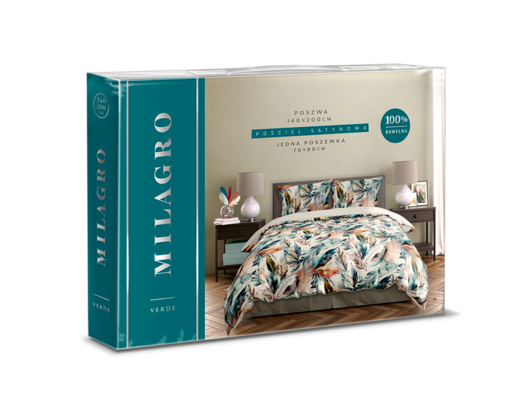 Pamut szatén ágyneműgarnitúra 140x200+70x90 Milagro Verde 005