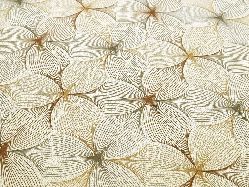 Olajszövet Terítő Aranysárga Bézs Virág Glitter MT-5791B