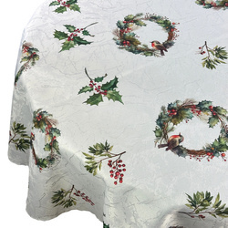 Dwustronny Obrus Plamoodporny Śnieg Złoty I Okrągły