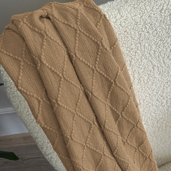Jacquard Takaró Rojtokkal Neria Bézs Taupe 130x170 cm