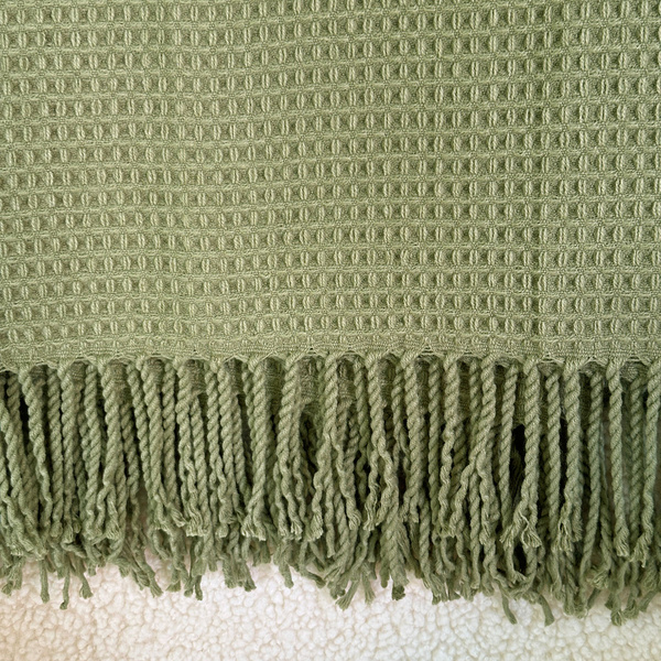 Jacquard Alta Takaró Rojtokkal Gofris Textúra Zöld 150x200 cm