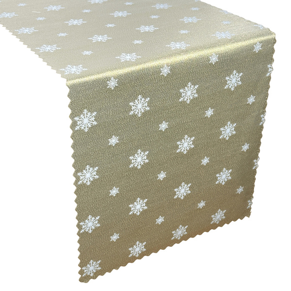 Dwustronne Bieżniki i Serwety Plamoodporne Śnieg Złoty I