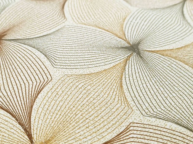 Olajszövet Terítő Aranysárga Bézs Virág Glitter MT-5791B