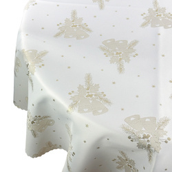Dwustronny Obrus Plamoodporny Śnieg Złoty I Okrągły