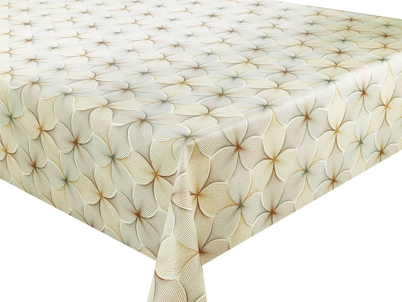 Olajszövet Terítő Aranysárga Bézs Virág Glitter MT-5791B