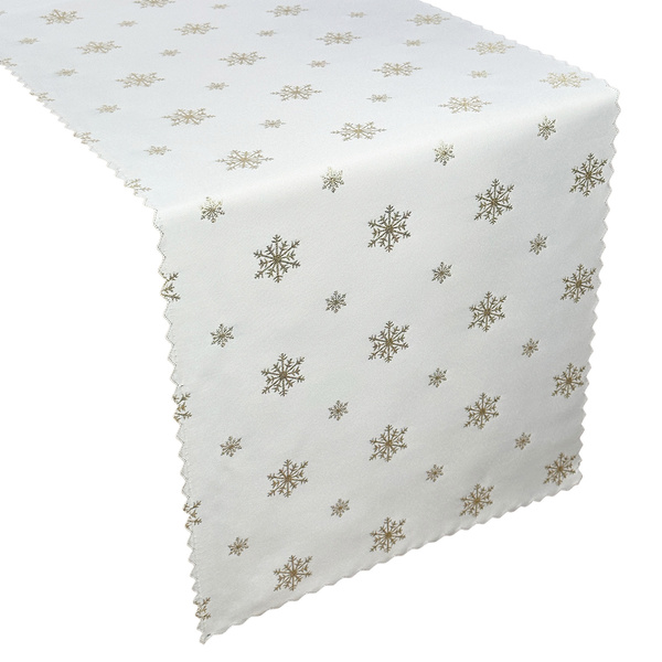 Dwustronne Bieżniki i Serwety Plamoodporne Śnieg Złoty I