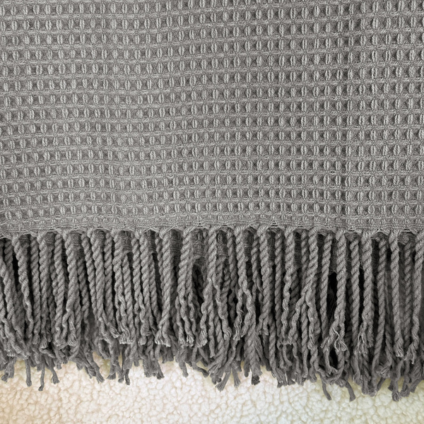 Jacquard Alta Takaró Rojtokkal Gofris Textúra Szürke 200x220 cm
