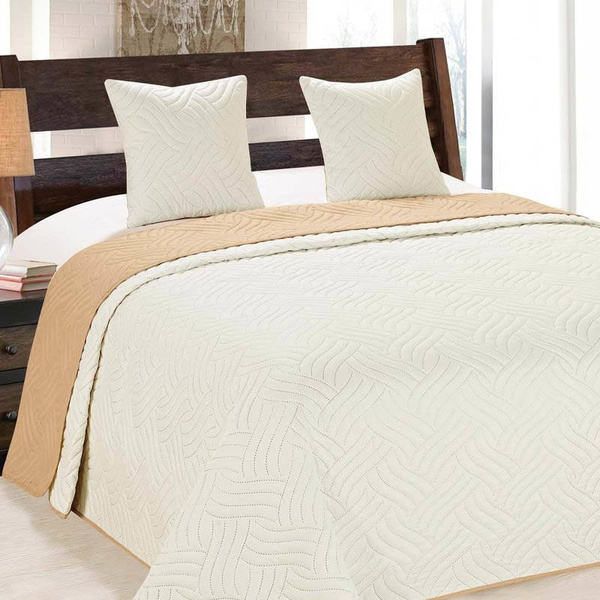 Kétoldalas ágytakaró Vigo II Sötét Bézs-Ecru 11 180x220+2x40x40