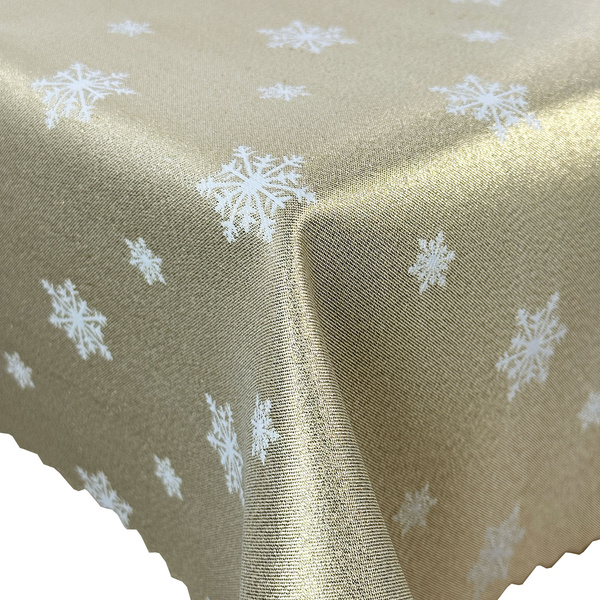 Dwustronny Obrus Plamoodporny Śnieg Złoty I