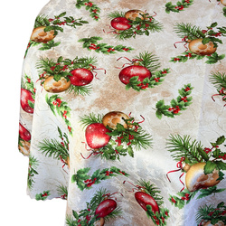 Dwustronny Obrus Plamoodporny Śnieg Złoty I Okrągły