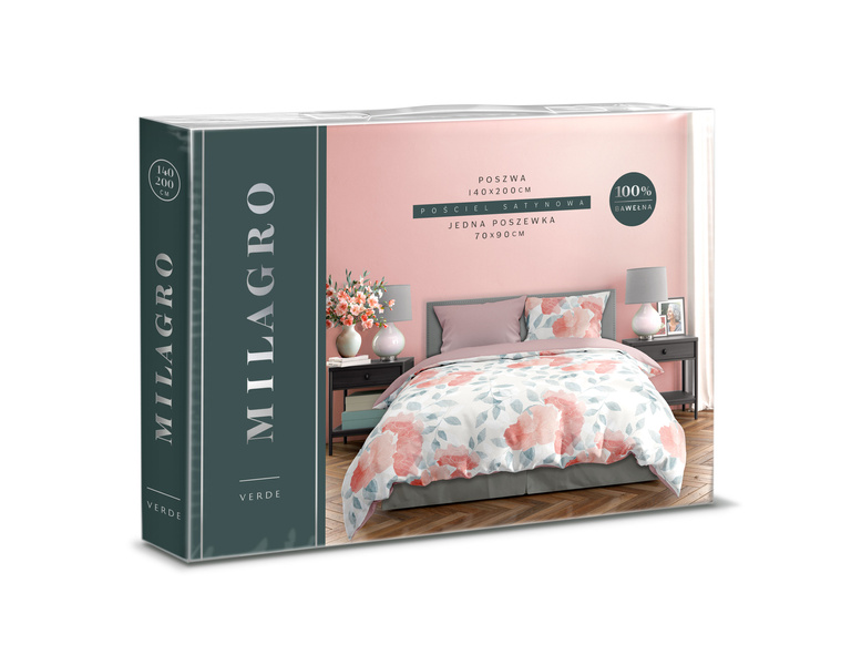Pamut szatén ágyneműgarnitúra 140x200+70x90 Milagro Verde 027