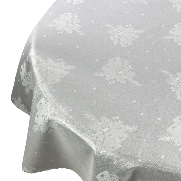 Dwustronny Obrus Plamoodporny Śnieg Złoty I Okrągły