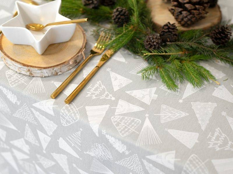 Karácsonyi Asztalterítő Szürke karácsonyfák