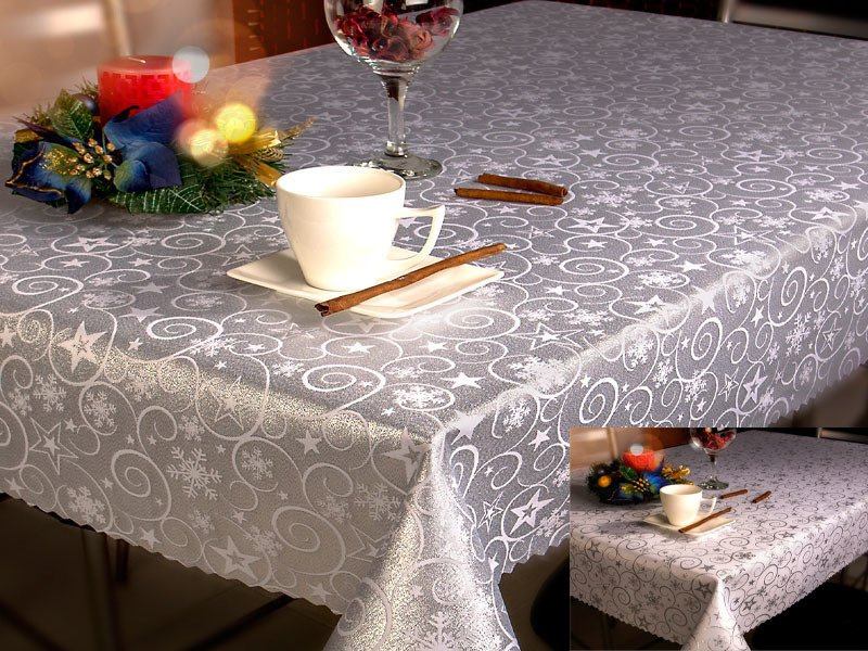 Dwustronne Bieżniki i Serwety Plamoodporne 2299 Srebrny