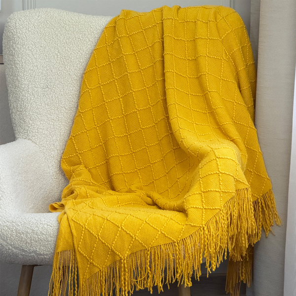 Jacquard Takaró Rojtokkal Neria Sárga 150x200 cm