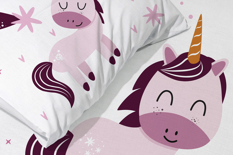 Gyermekágyak 100x135+40x60 018 Egyszarvú