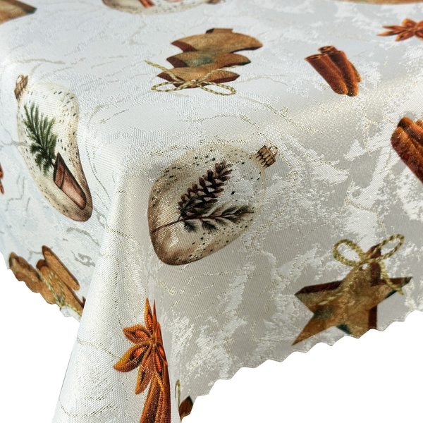 Dwustronny Obrus Plamoodporny Śnieg Złoty I