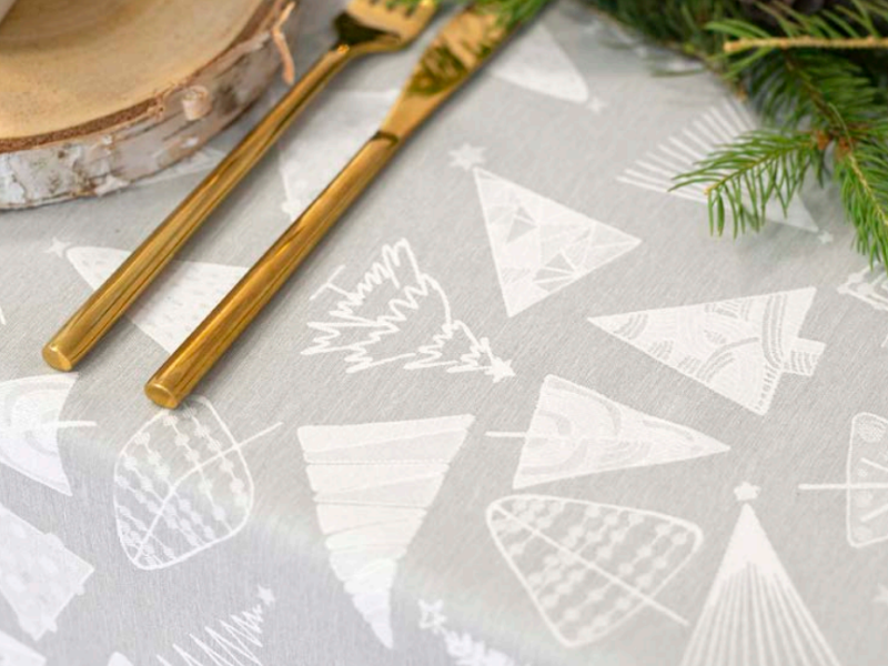 Karácsonyi Asztalterítő Szürke karácsonyfák