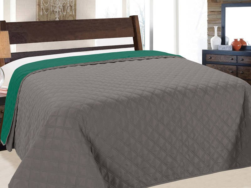 Kétoldalas ágytakaró Vigo II Emerald Graphit 013- Párnahuzat Nélkül 220x240