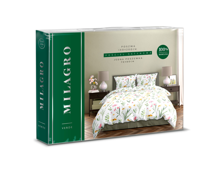 Pamut szatén ágyneműgarnitúra 140x200+70x90 Milagro Verde 002