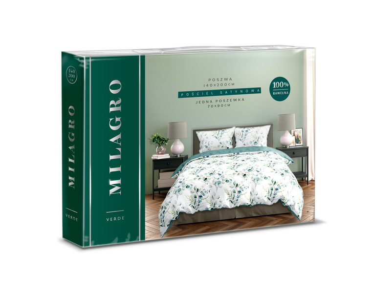 Pamut szatén ágyneműgarnitúra 140x200+70x90 Milagro Verde 006