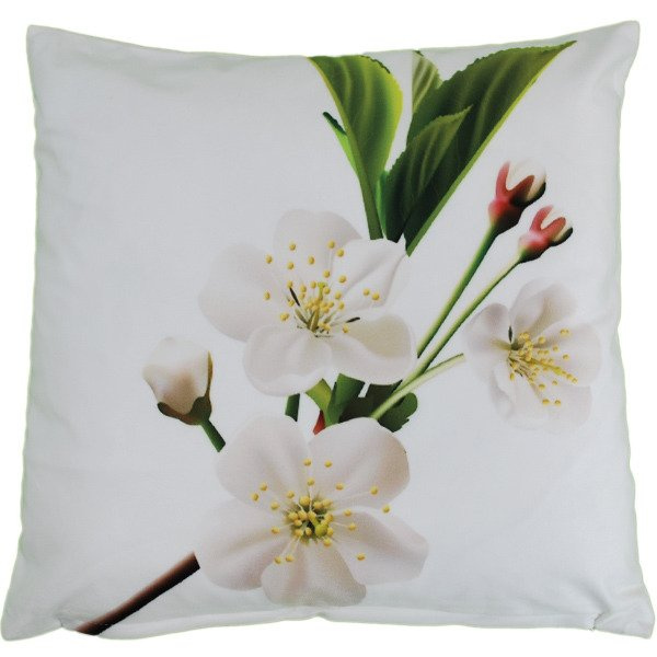Velúr párnahuzat 3D Fehér virágok 45x45 cm