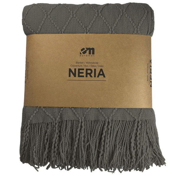 Jacquard Takaró Rojtokkal Neria Grafitszürke Sötétszürke150x200 cm