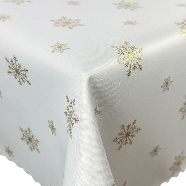 Dwustronny Obrus Plamoodporny Śnieg Złoty I