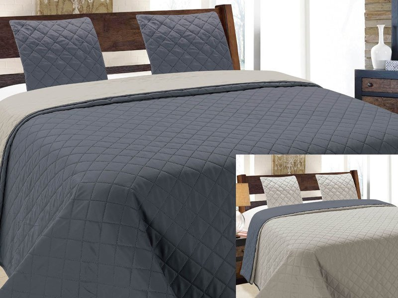 Kétoldalas ágytakaró Vigo II Sötét szürke -ezüst 10- Párnahuzat Nélkül 220x240