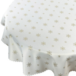 Dwustronny Obrus Plamoodporny Śnieg Złoty I Okrągły