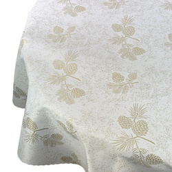 Dwustronny Obrus Plamoodporny Śnieg Złoty I Okrągły