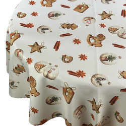 Dwustronny Obrus Plamoodporny Śnieg Złoty I Okrągły