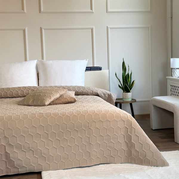 Kétoldalas Parla 3D ágytakaró bézs színben 180x220