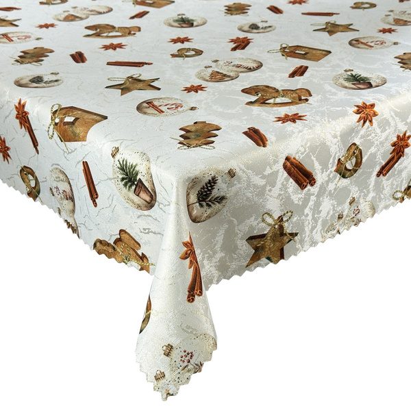 Dwustronny Obrus Plamoodporny Śnieg Złoty I