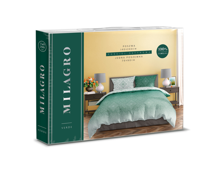 Pamut szatén ágyneműgarnitúra 140x200+70x90 Milagro Verde 023