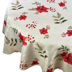 Dwustronny Obrus Plamoodporny Śnieg Złoty I Okrągły