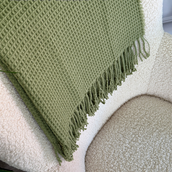 Jacquard Alta Takaró Rojtokkal Gofris Textúra Zöld 150x200 cm
