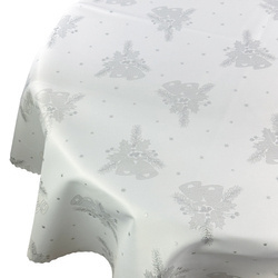 Dwustronny Obrus Plamoodporny Śnieg Złoty I Okrągły