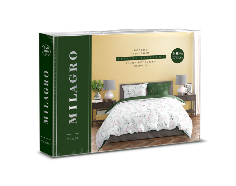 Pamut szatén ágyneműgarnitúra 140x200+70x90 Milagro Verde 020