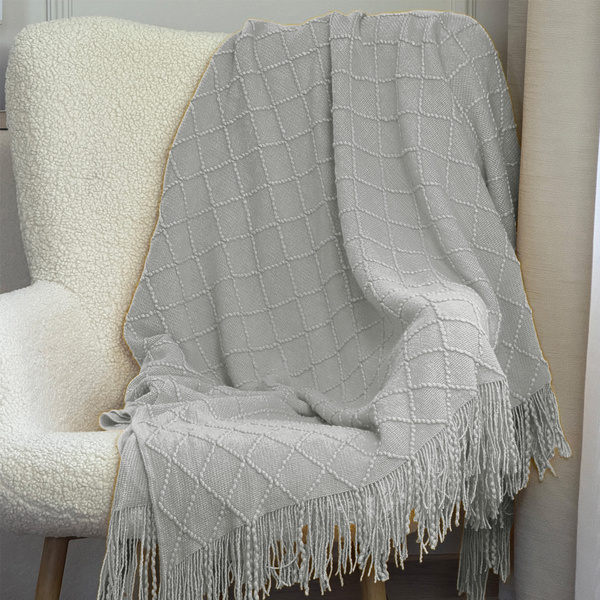 Jacquard Takaró Rojtokkal Neria Világosszürke 130x170 cm