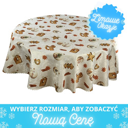 Dwustronny Obrus Plamoodporny Śnieg Złoty I Okrągły