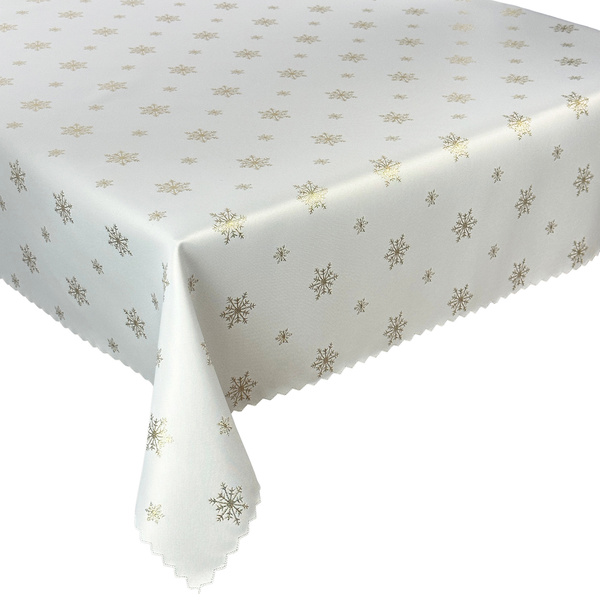 Dwustronny Obrus Plamoodporny Śnieg Złoty I