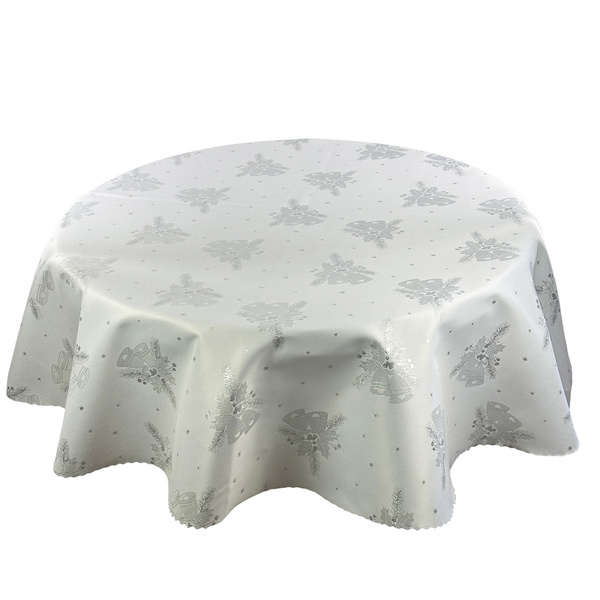 Dwustronny Obrus Plamoodporny Śnieg Złoty I Okrągły