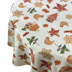 Dwustronny Obrus Plamoodporny Śnieg Złoty I Okrągły