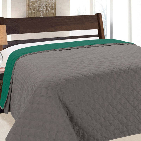 Kétoldalas ágytakaró Vigo II Emerald Graphit 013- Párnahuzat Nélkül 220x240